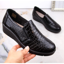 Zapatos cómodos de mujer con cuña charol cocodrilo, negro, T.Sokolski J23-321 7