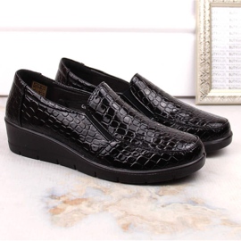 Zapatos cómodos de mujer con cuña charol cocodrilo, negro, T.Sokolski J23-321 8