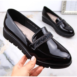 Zapatos cómodos, mocasines sin cordones de charol, negro, T.Sokolski J23-327 7
