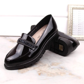 Zapatos cómodos, mocasines sin cordones de charol, negro, T.Sokolski J23-327 9