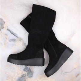 Botas de mujer con cuña de ante, aislantes, negro, S.Barski HY53-8 5