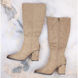 Botas cowboy aislantes de ante para mujer, beige Potocki SZ12247 5