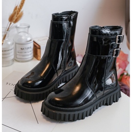 Botines infantiles de charol con hebillas, Negro Chloraia 1