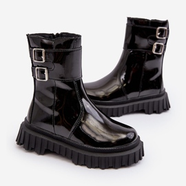 Botines infantiles de charol con hebillas, Negro Chloraia 5
