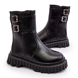 Botas Infantiles De Piel Con Hebillas Negro Chloraia 7
