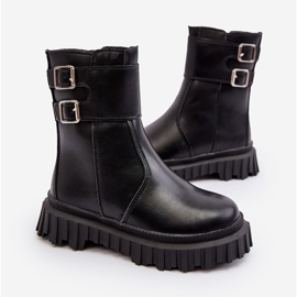 Botas Infantiles De Piel Con Hebillas Negro Chloraia 6