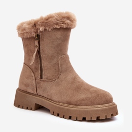 PE1 Botines de mujer de ante con pelo, beige Hasiva 1