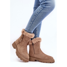 PE1 Botines de mujer de ante con pelo, beige Hasiva 3
