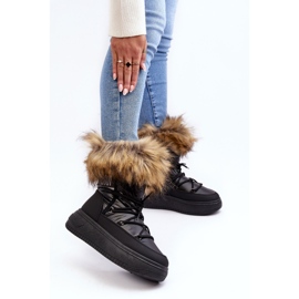 PE1 Botas De Nieve De Mujer Con Pelo Y Plataforma Negro Nabilla 3
