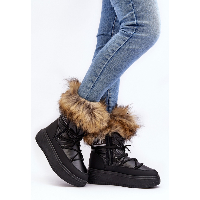 PE1 Botas De Nieve De Mujer Con Pelo Y Plataforma Negro Nabilla 2