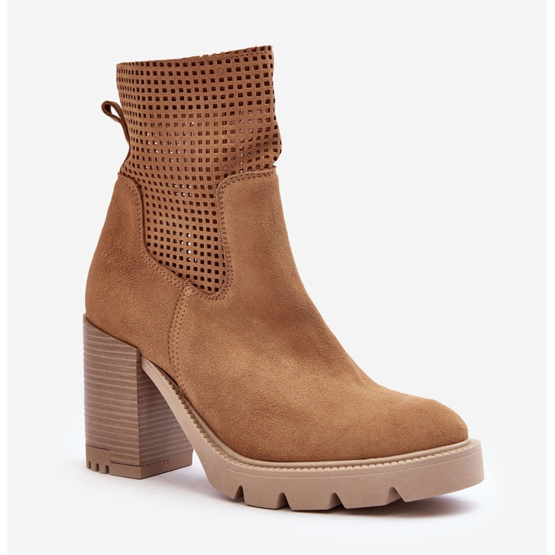 Lewski Shoes Botines Mujer Ante Calado Camel Lewski 3386 beige 1