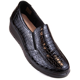 Zapatos cómodos de mujer con cuña charol cocodrilo, negro, T.Sokolski J23-321 1