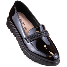 Zapatos cómodos, mocasines sin cordones de charol, negro, T.Sokolski J23-327 2