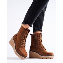 Goodin Botas de cuña con cordones Shelovet camel marrón 2