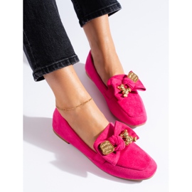 Mocasines de mujer Shelovet de ante fucsia rosa 1