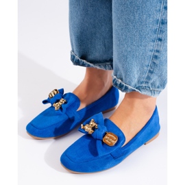 Mocasines de mujer Shelovet de ante azul 1 Mocasines de mujer Shelovet de ante azul 1