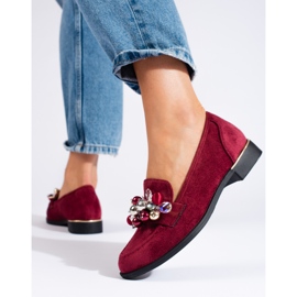 Señores burdeos de mujer con cristales Shelovet rojo 1