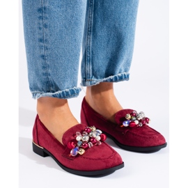 Señores burdeos de mujer con cristales Shelovet rojo 3