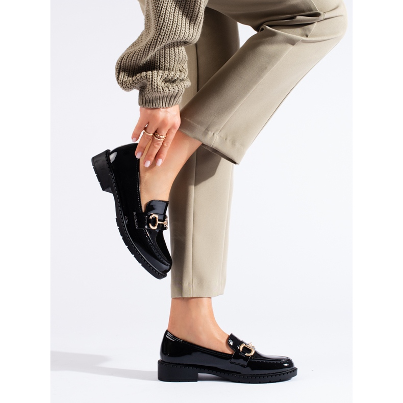 Mocasines Shelovet elegantes charol negro 1