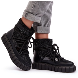 Botas de nieve aislantes decoradas con pedrería GOE MM2N4080 Negro 10