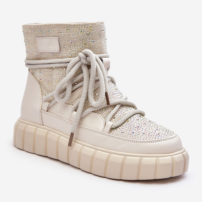 Botas de nieve aislantes decoradas con pedrería GOE MM2N4081 Beige 1