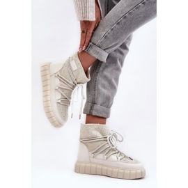 Botas de nieve aislantes decoradas con pedrería GOE MM2N4081 Beige 4