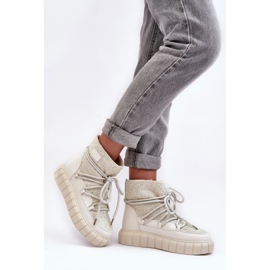 Botas de nieve aislantes decoradas con pedrería GOE MM2N4081 Beige 3
