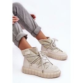 Botas de nieve aislantes decoradas con pedrería GOE MM2N4081 Beige 8
