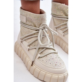 Botas de nieve aislantes decoradas con pedrería GOE MM2N4081 Beige 7