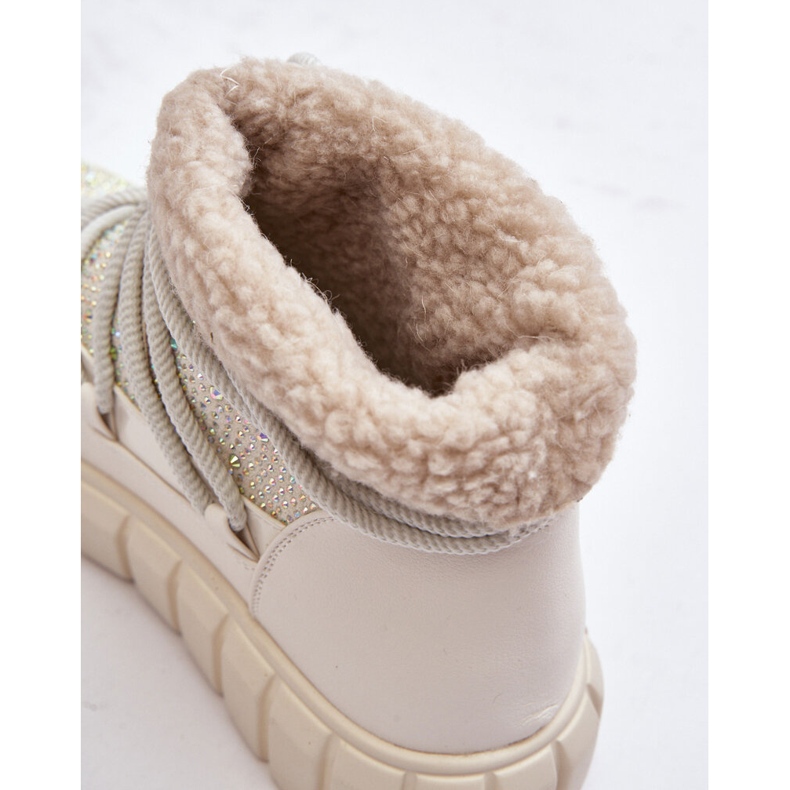 Botas de nieve aislantes decoradas con pedrería GOE MM2N4081 Beige 2