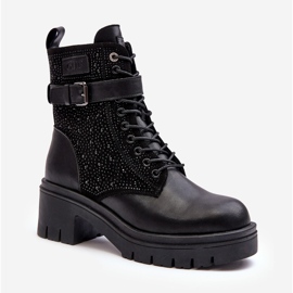Botines Obreros de Piel Decorados con Pedrería GOE MM2N4041 Negro 1