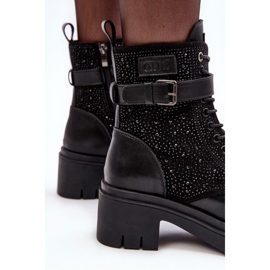 Botines Obreros de Piel Decorados con Pedrería GOE MM2N4041 Negro 5