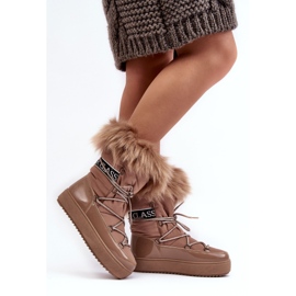 PS1 Botas de Nieve con Cordones para Mujer Santero Beige Oscuro 4