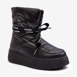 PS1 Botas de nieve para mujer con cordones decorativos Siracna negro 1 PS1 Botas de nieve para mujer con cordones decorativos Siracna negro 1