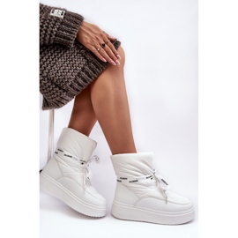 PS1 Botas de nieve para mujer con cordones decorativos, Siracna blanca blanco 8