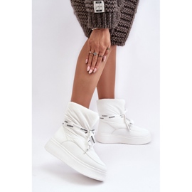 PS1 Botas de nieve para mujer con cordones decorativos, Siracna blanca blanco 4