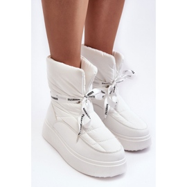 PS1 Botas de nieve para mujer con cordones decorativos, Siracna blanca blanco 5