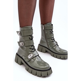 Botas Obrera Mujer Charol Verde S.Barski MR870-61 8