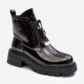 Botas Mujer Charol Con Adorno, Negro S.Barski MR870-53 2
