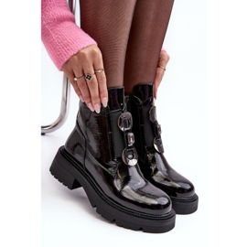 Botas Mujer Charol Con Adorno, Negro S.Barski MR870-53 1