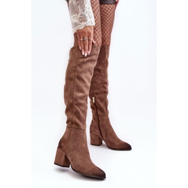 Vinceza Botas por encima de la rodilla de mujer en ante beige Favana 2