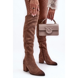 Vinceza Botas por encima de la rodilla de mujer en ante beige Favana 4