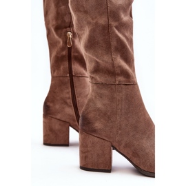 Vinceza Botas por encima de la rodilla de mujer en ante beige Favana 3
