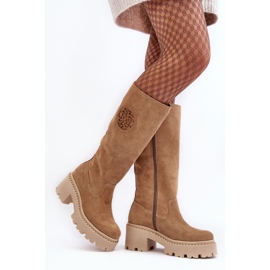 Lewski Shoes Botas por encima de la rodilla Mujer Ante Beige Lewski 3367 1