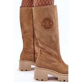 Lewski Shoes Botas por encima de la rodilla Mujer Ante Beige Lewski 3367 2