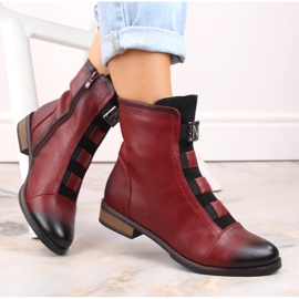Botines aislantes de mujer Jezzi burdeos con decoración rojo 1