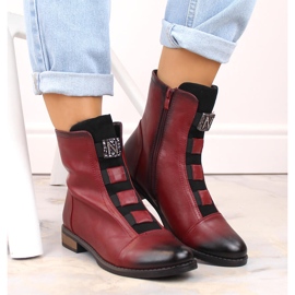 Botines aislantes de mujer Jezzi burdeos con decoración rojo 3