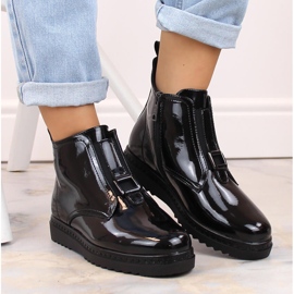 Botas planas de charol Vinceza 58148 negras con aislamiento para mujer negro 3