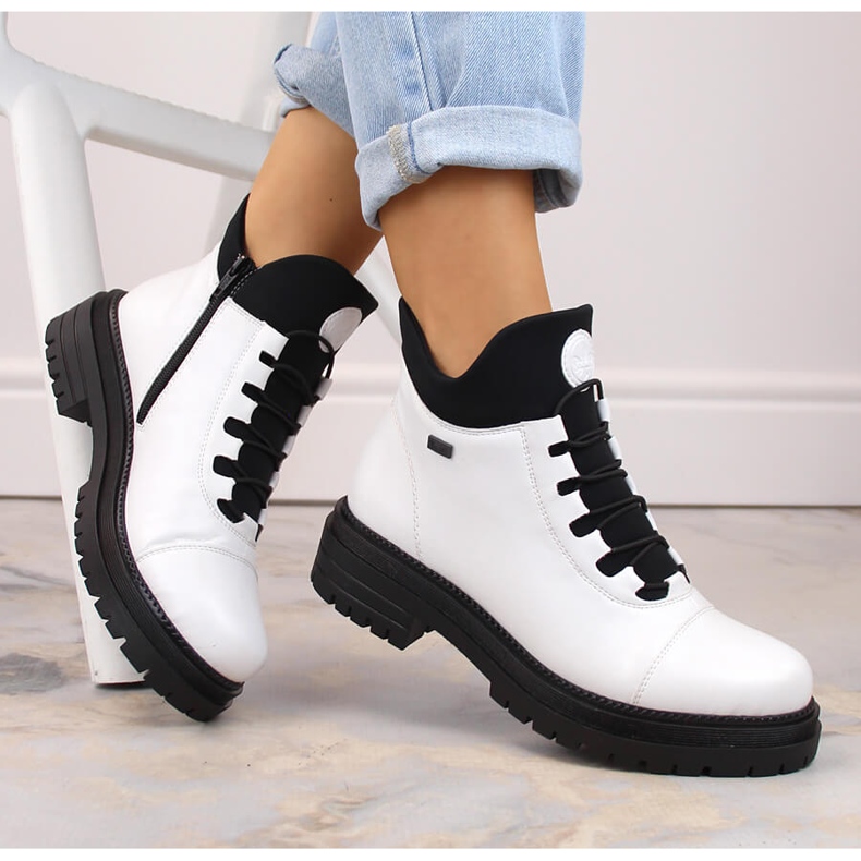 Botines de mujer impermeables, cómodos y aislantes, blanco, Rieker Tex Y3163-80 1