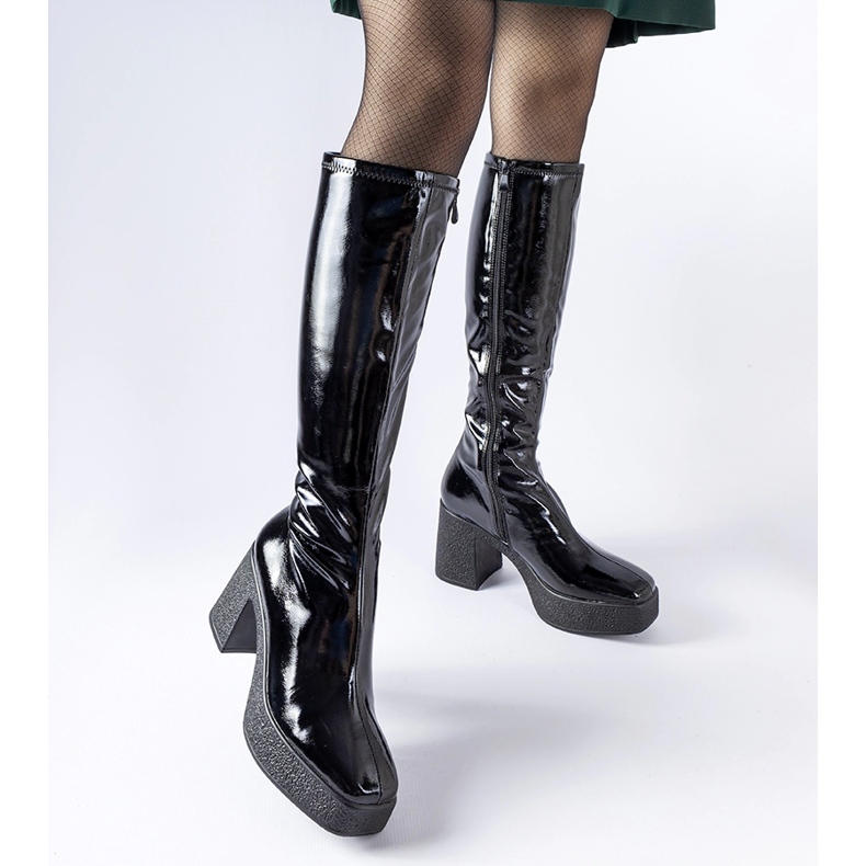 Inna Botas tacón Fecteau charol negro 1